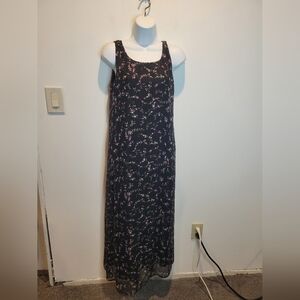 Vintage robbie bee size 6 y2k dark floral silk fairycore maxi dress